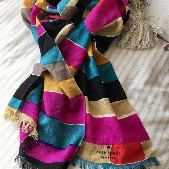 Kate Spade Abstract Print & Multicolor Wool Scarf - Picture 3 of 7